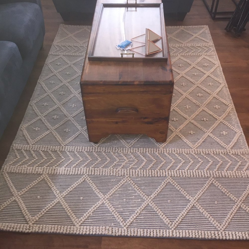 Wayfair handwoven rug / carpet, 5' x 7', brand new, cream and light grey